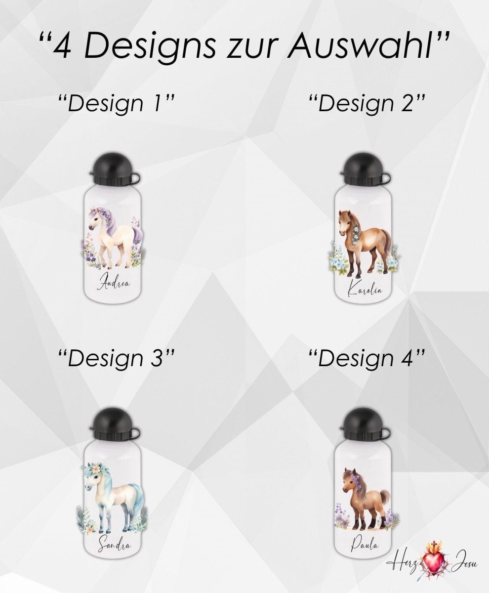 Personalisierte Trinkflasche mit Namen Thermobecher Geburtstag Pferde_0024E - Herz Jesu