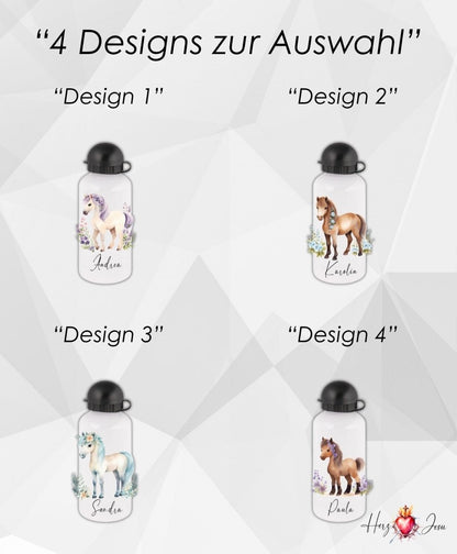 Personalisierte Trinkflasche mit Namen Thermobecher Geburtstag Pferde_0024E - Herz Jesu