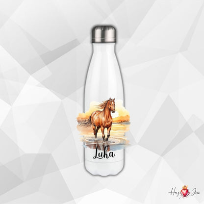 Personalisierte Trinkflasche mit Namen Thermobecher Geburtstag Pferde_0029E - Herz Jesu