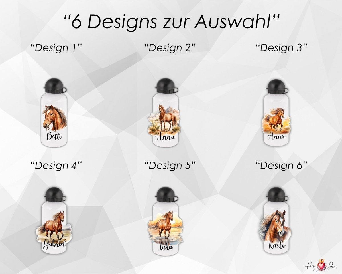 Personalisierte Trinkflasche mit Namen Thermobecher Geburtstag Pferde_0029E - Herz Jesu