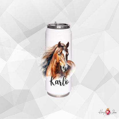 Personalisierte Trinkflasche mit Namen Thermobecher Geburtstag Pferde_0029E - Herz Jesu