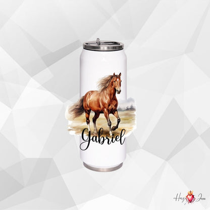 Personalisierte Trinkflasche mit Namen Thermobecher Geburtstag Pferde_0029E - Herz Jesu