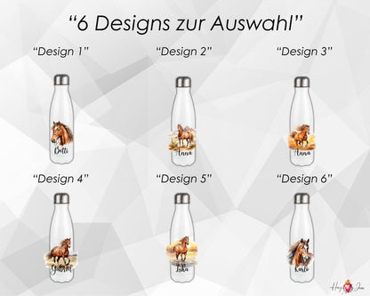 Personalisierte Trinkflasche mit Namen Thermobecher Geburtstag Pferde_0029E - Herz Jesu
