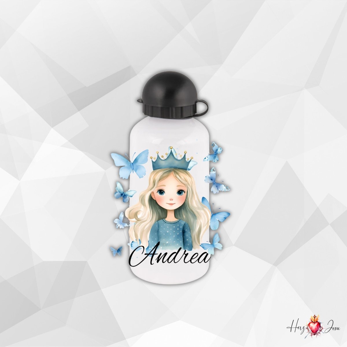 Personalisierte Trinkflasche mit Namen Thermobecher Geburtstag Prinzessin_0016E - Herz Jesu