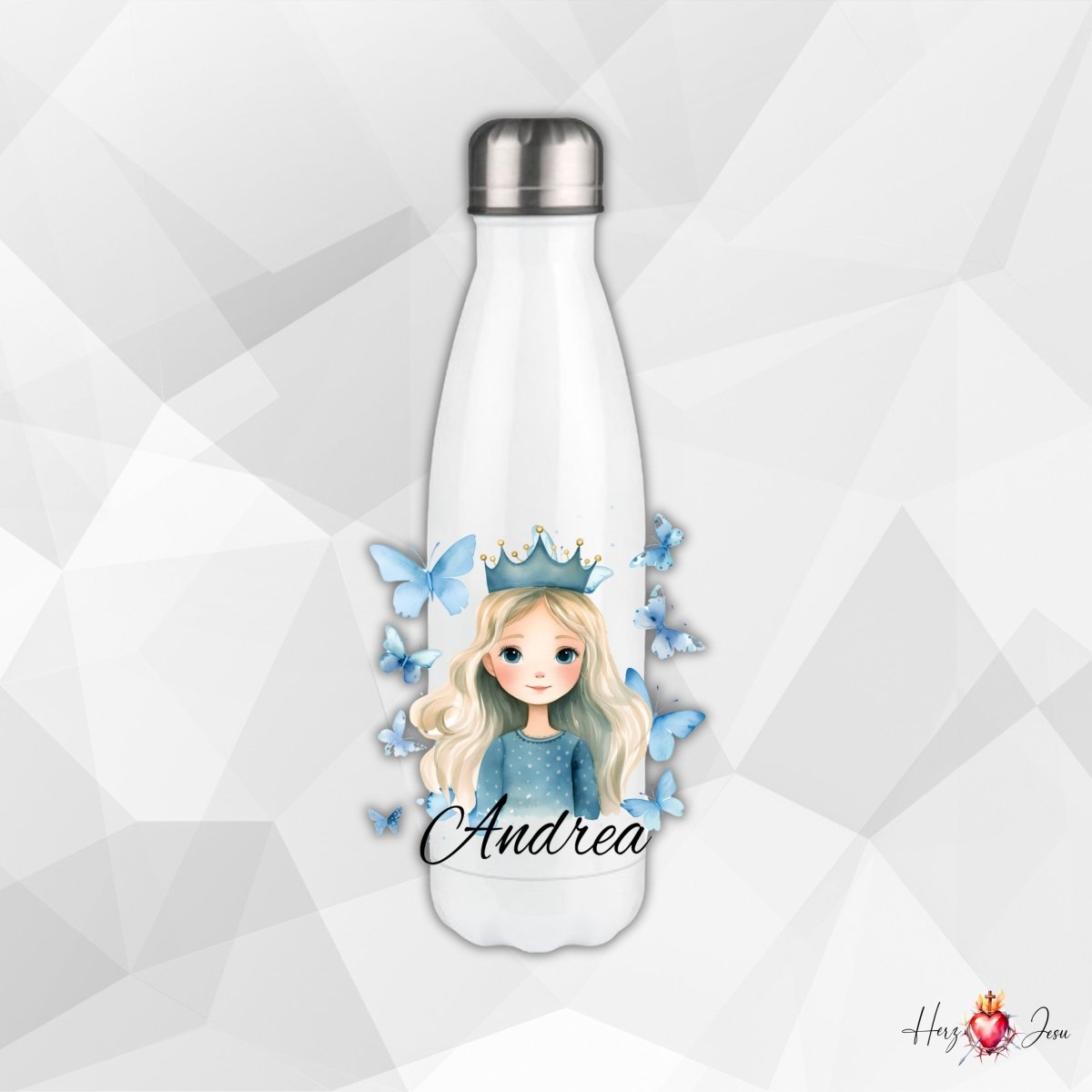 Personalisierte Trinkflasche mit Namen Thermobecher Geburtstag Prinzessin_0016E - Herz Jesu