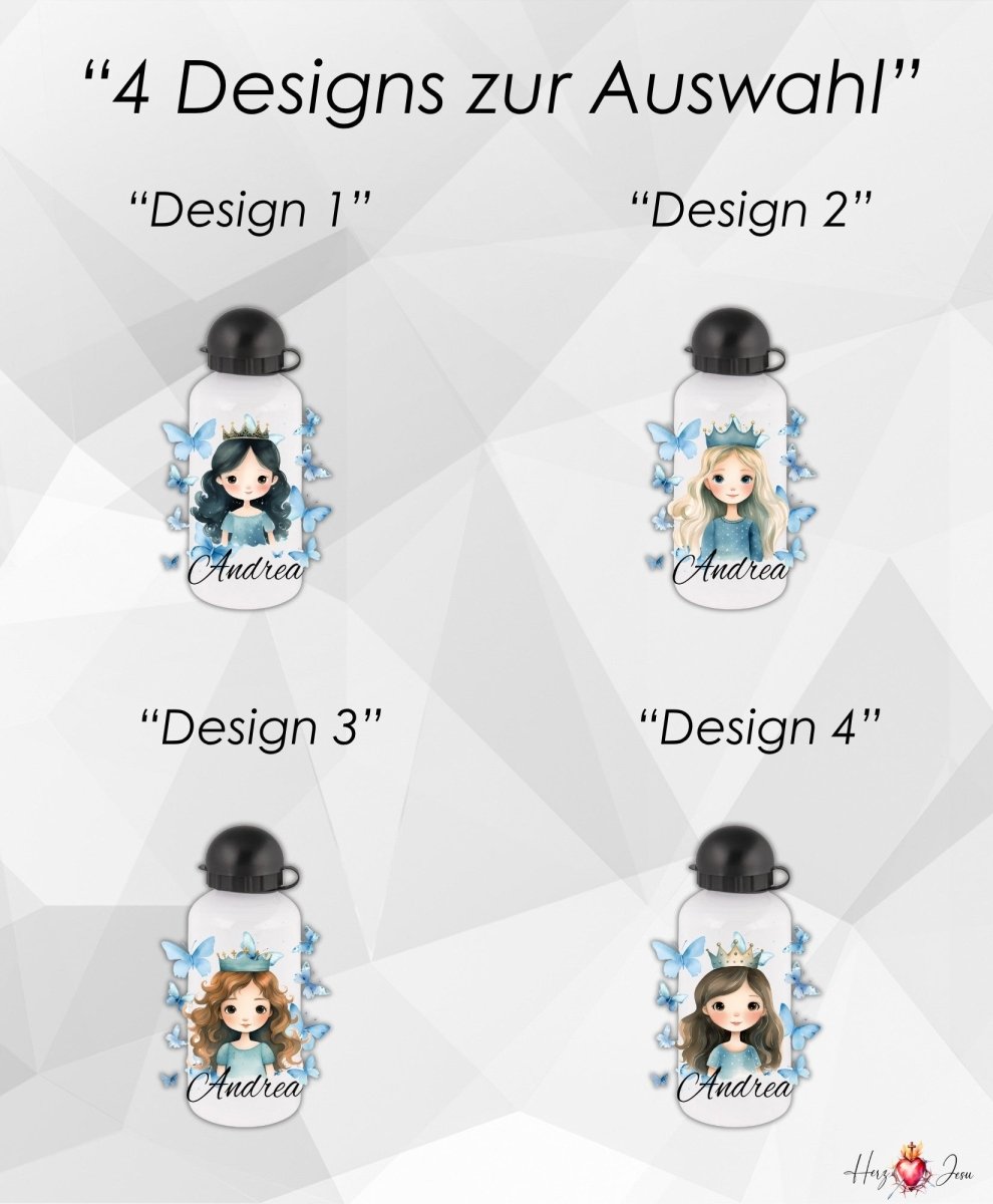Personalisierte Trinkflasche mit Namen Thermobecher Geburtstag Prinzessin_0016E - Herz Jesu