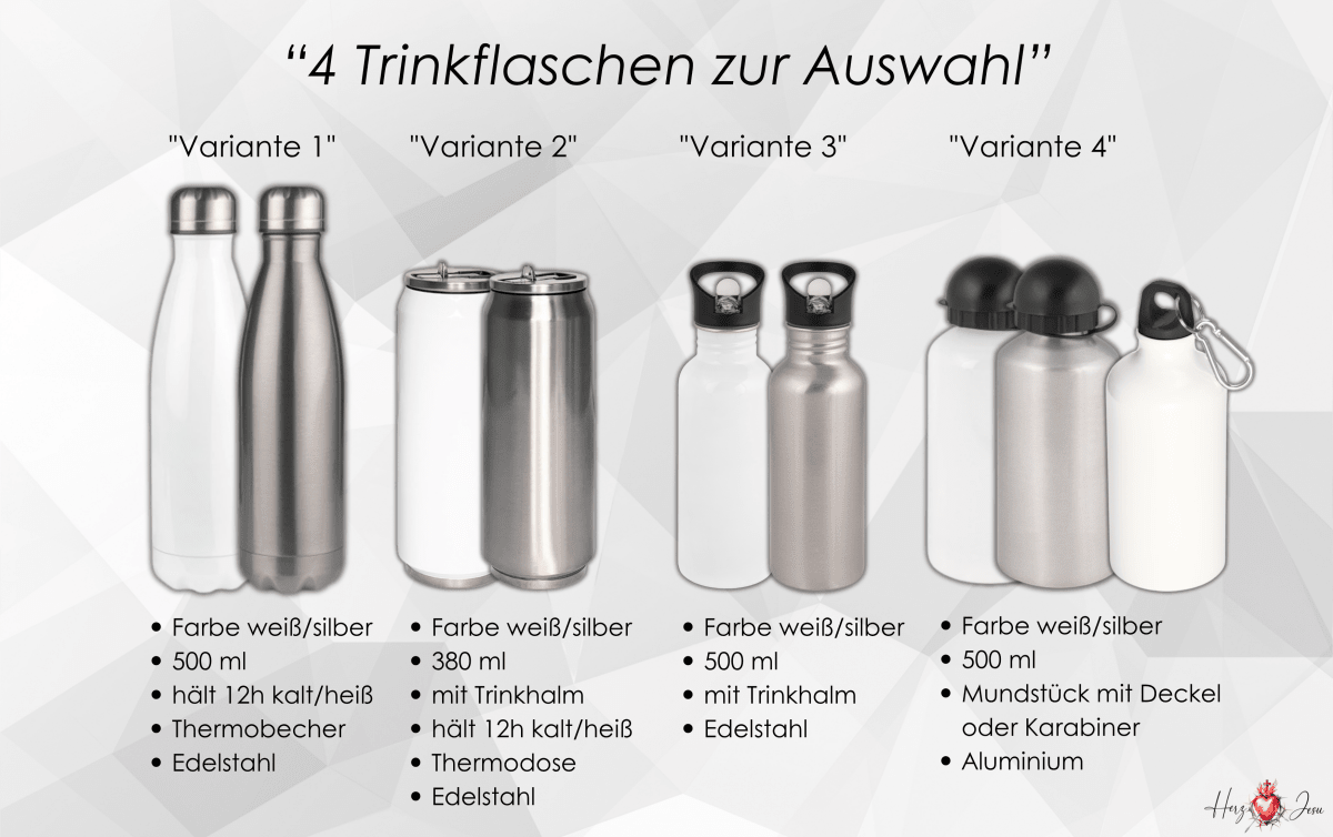 Personalisierte Trinkflasche mit Namen Thermobecher Geburtstag Prinzessin_0020E - Herz Jesu