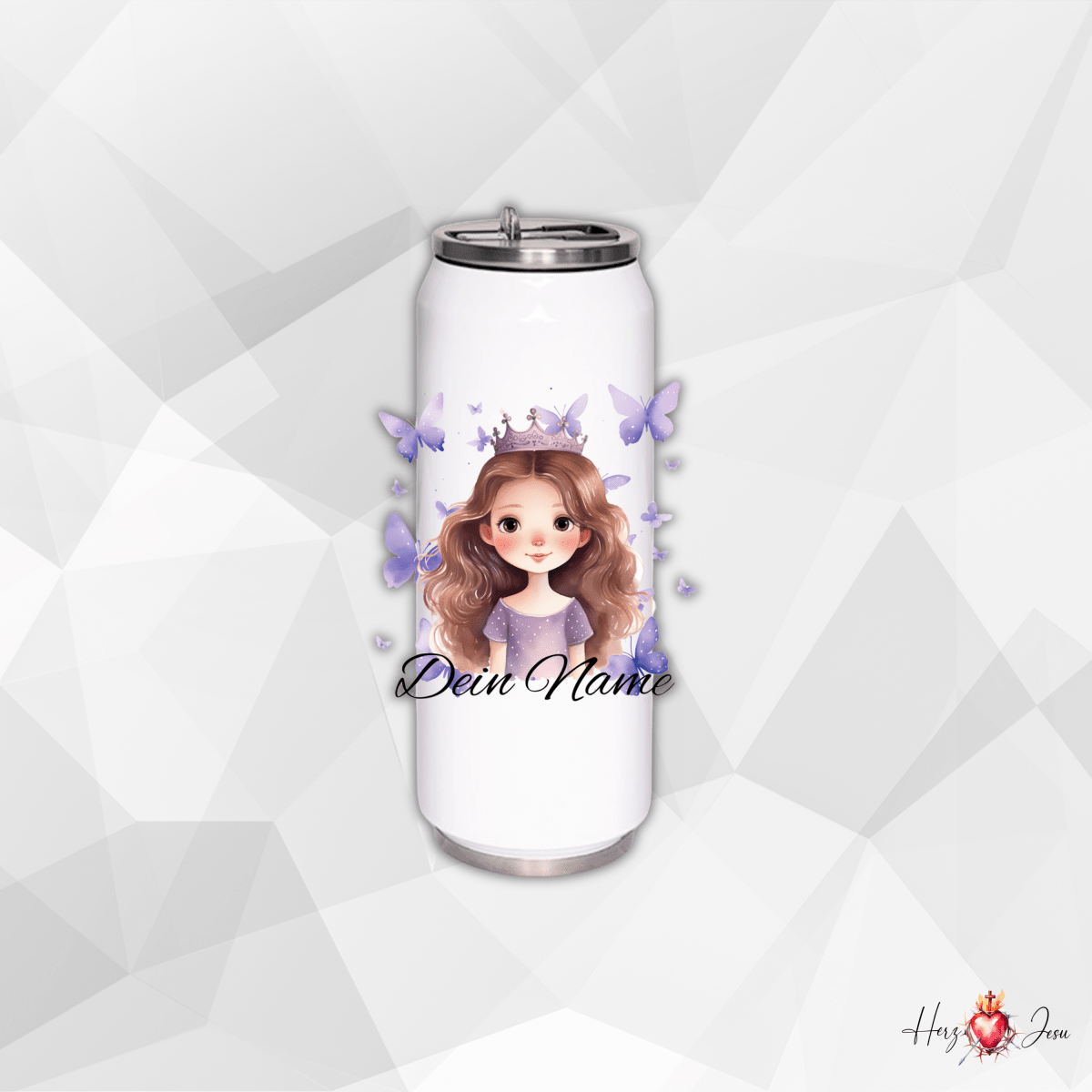 Personalisierte Trinkflasche mit Namen Thermobecher Geburtstag Prinzessin_0020E - Herz Jesu