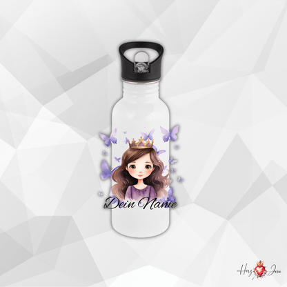 Personalisierte Trinkflasche mit Namen Thermobecher Geburtstag Prinzessin_0020E - Herz Jesu