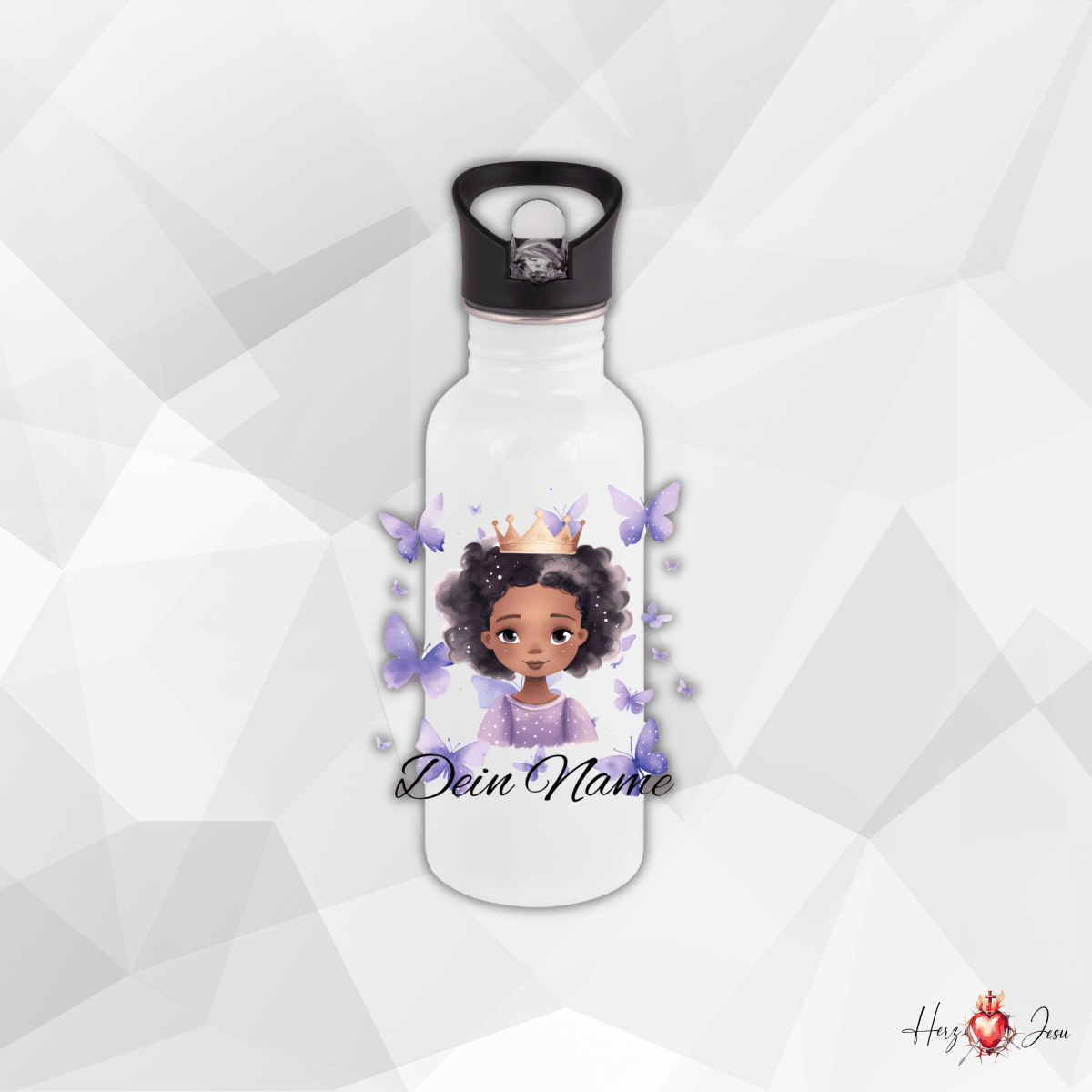 Personalisierte Trinkflasche mit Namen Thermobecher Geburtstag Prinzessin_0020E - Herz Jesu