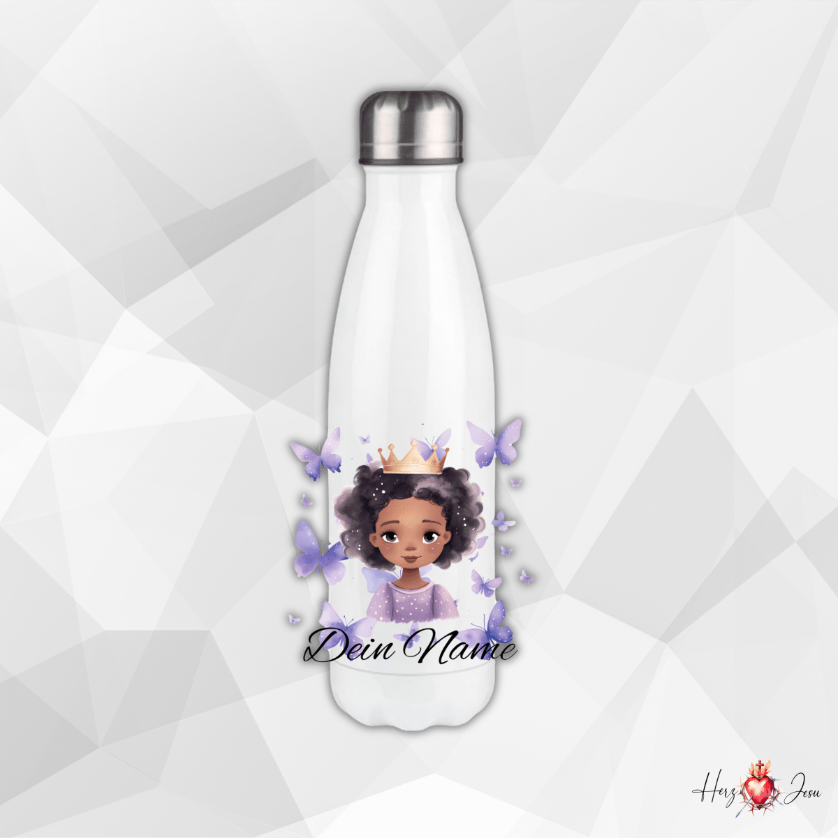 Personalisierte Trinkflasche mit Namen Thermobecher Geburtstag Prinzessin_0020E - Herz Jesu