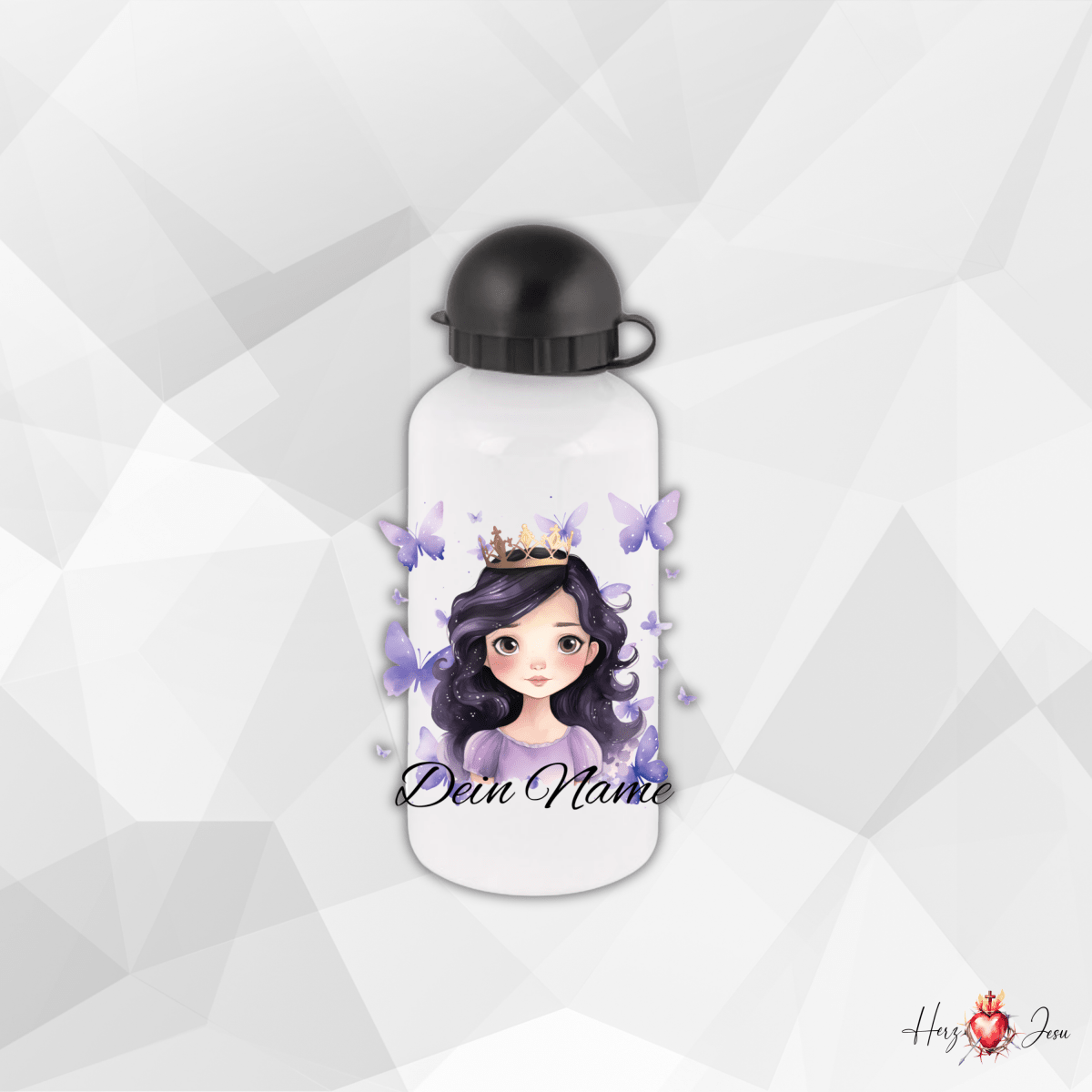 Personalisierte Trinkflasche mit Namen Thermobecher Geburtstag Prinzessin_0020E - Herz Jesu