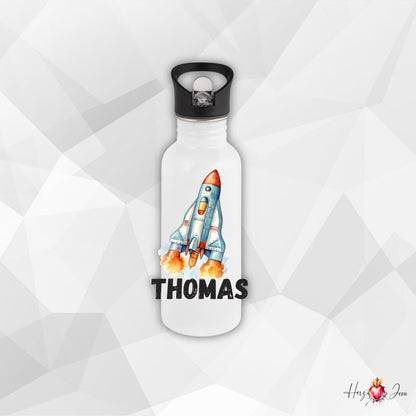 Personalisierte Trinkflasche mit Namen Thermobecher Geburtstag Rakete_0027E - Herz Jesu