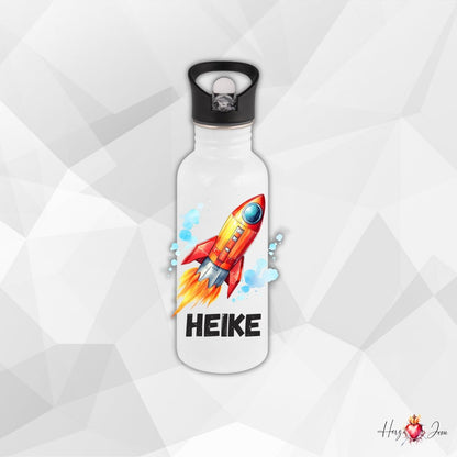 Personalisierte Trinkflasche mit Namen Thermobecher Geburtstag Rakete_0027E - Herz Jesu