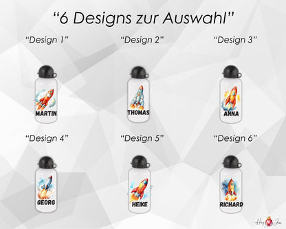 Personalisierte Trinkflasche mit Namen Thermobecher Geburtstag Rakete_0027E - Herz Jesu