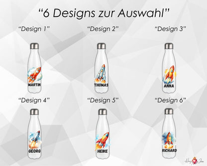 Personalisierte Trinkflasche mit Namen Thermobecher Geburtstag Rakete_0027E - Herz Jesu
