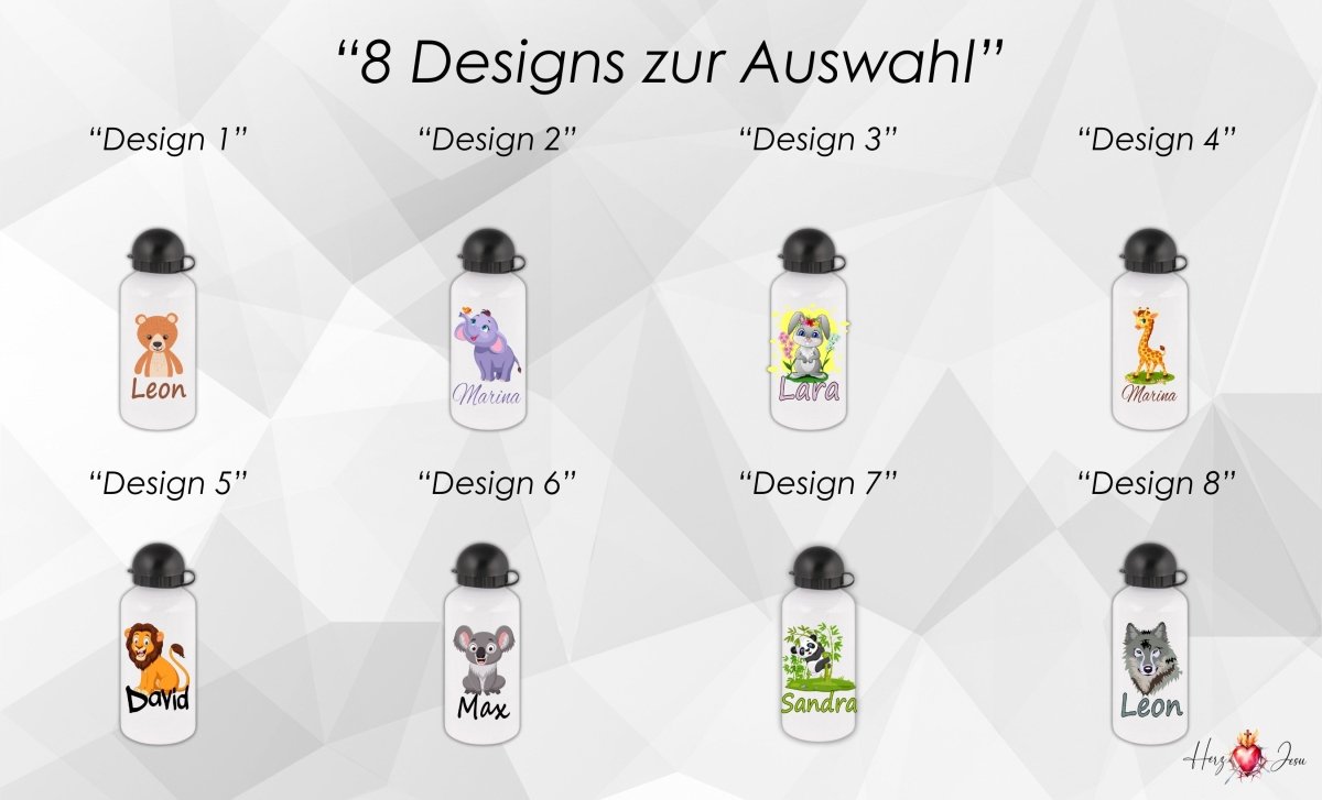 Personalisierte Trinkflasche mit Namen Thermobecher Geburtstag Tiere_0015E - Herz Jesu
