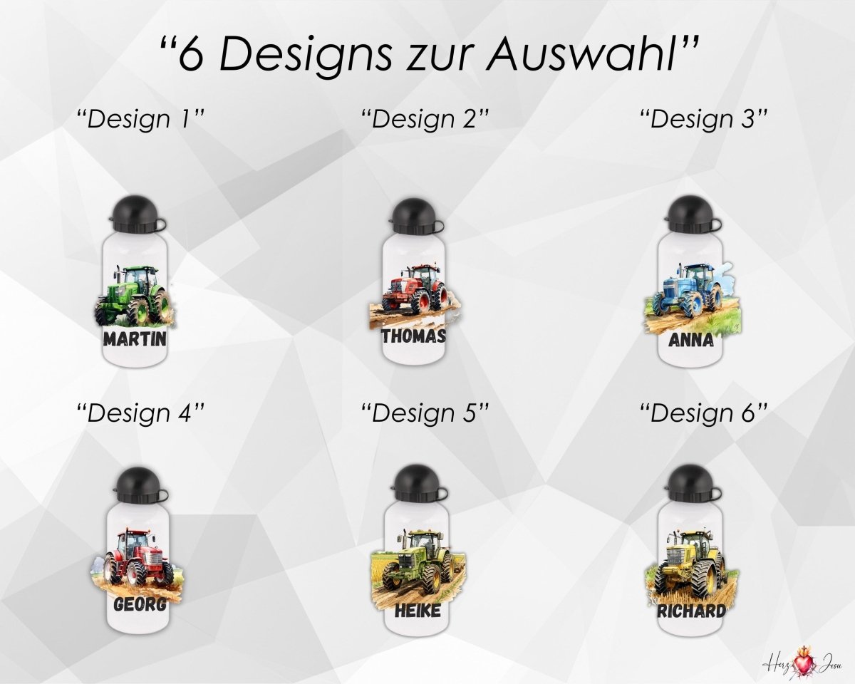 Personalisierte Trinkflasche mit Namen Thermobecher Geburtstag Traktor_0026E - Herz Jesu