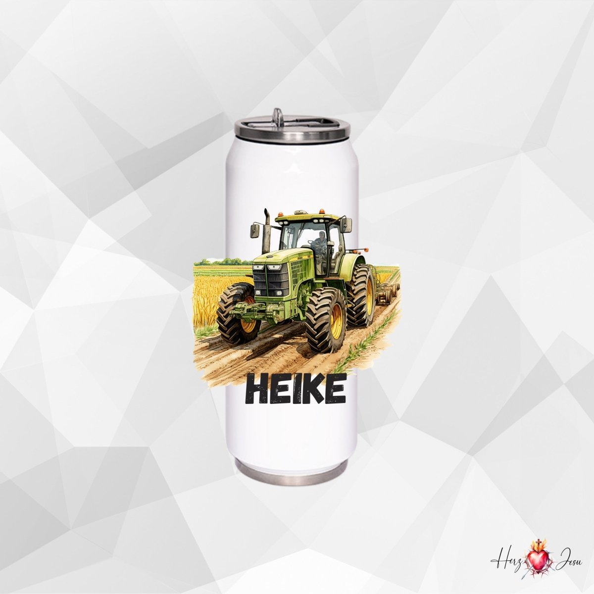 Personalisierte Trinkflasche mit Namen Thermobecher Geburtstag Traktor_0026E - Herz Jesu