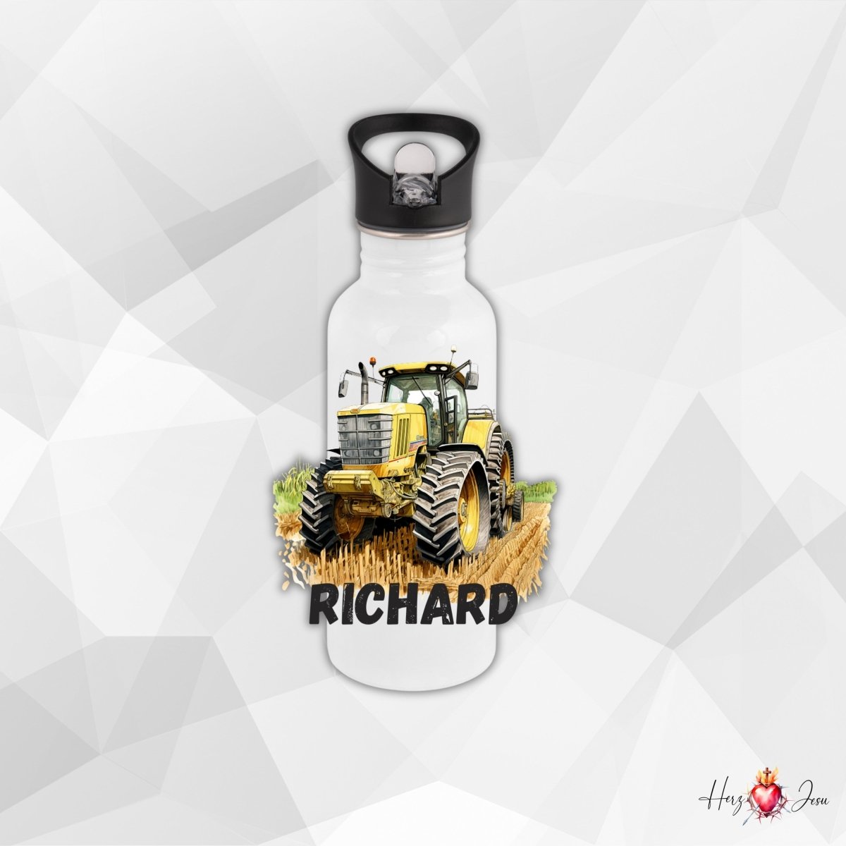 Personalisierte Trinkflasche mit Namen Thermobecher Geburtstag Traktor_0026E - Herz Jesu