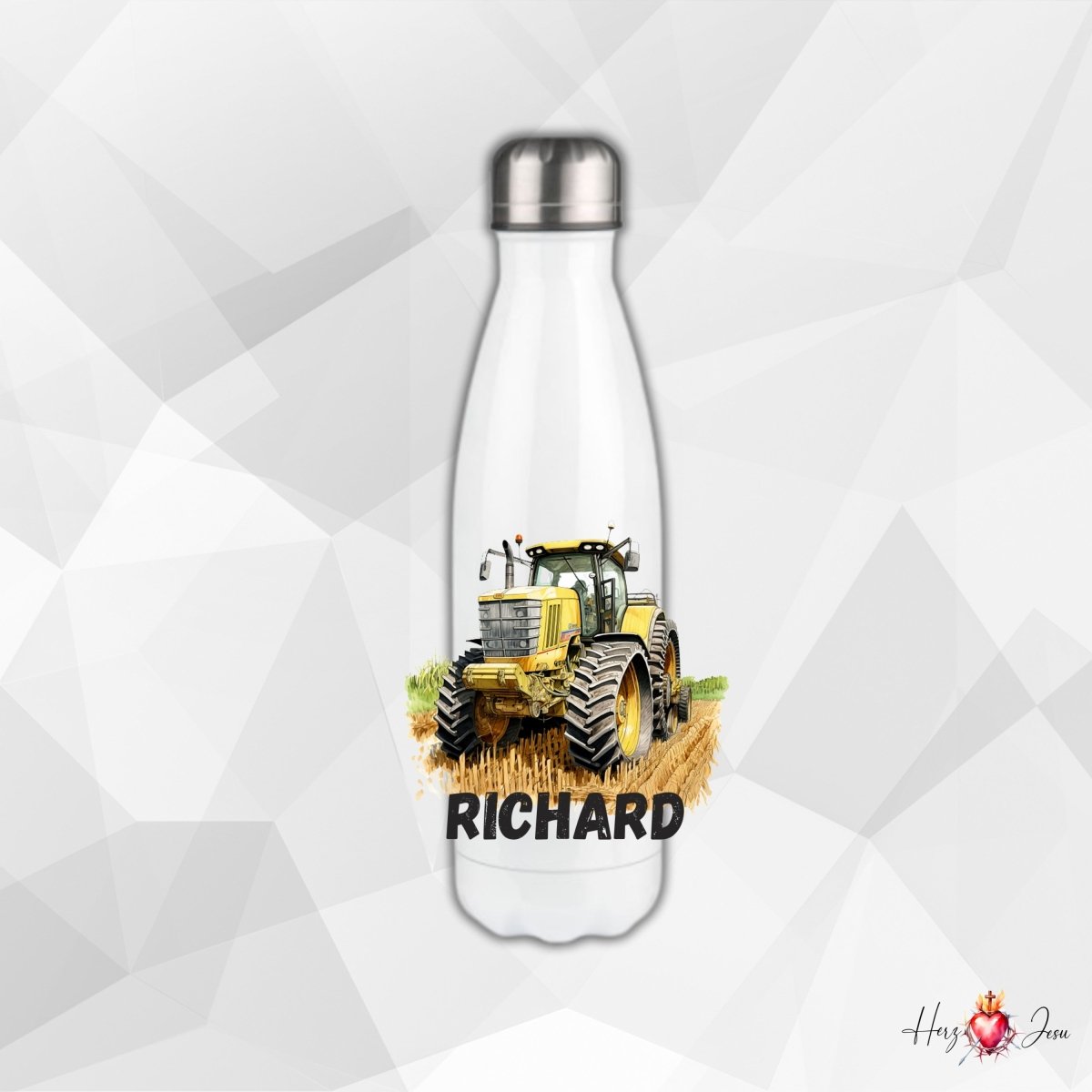 Personalisierte Trinkflasche mit Namen Thermobecher Geburtstag Traktor_0026E - Herz Jesu