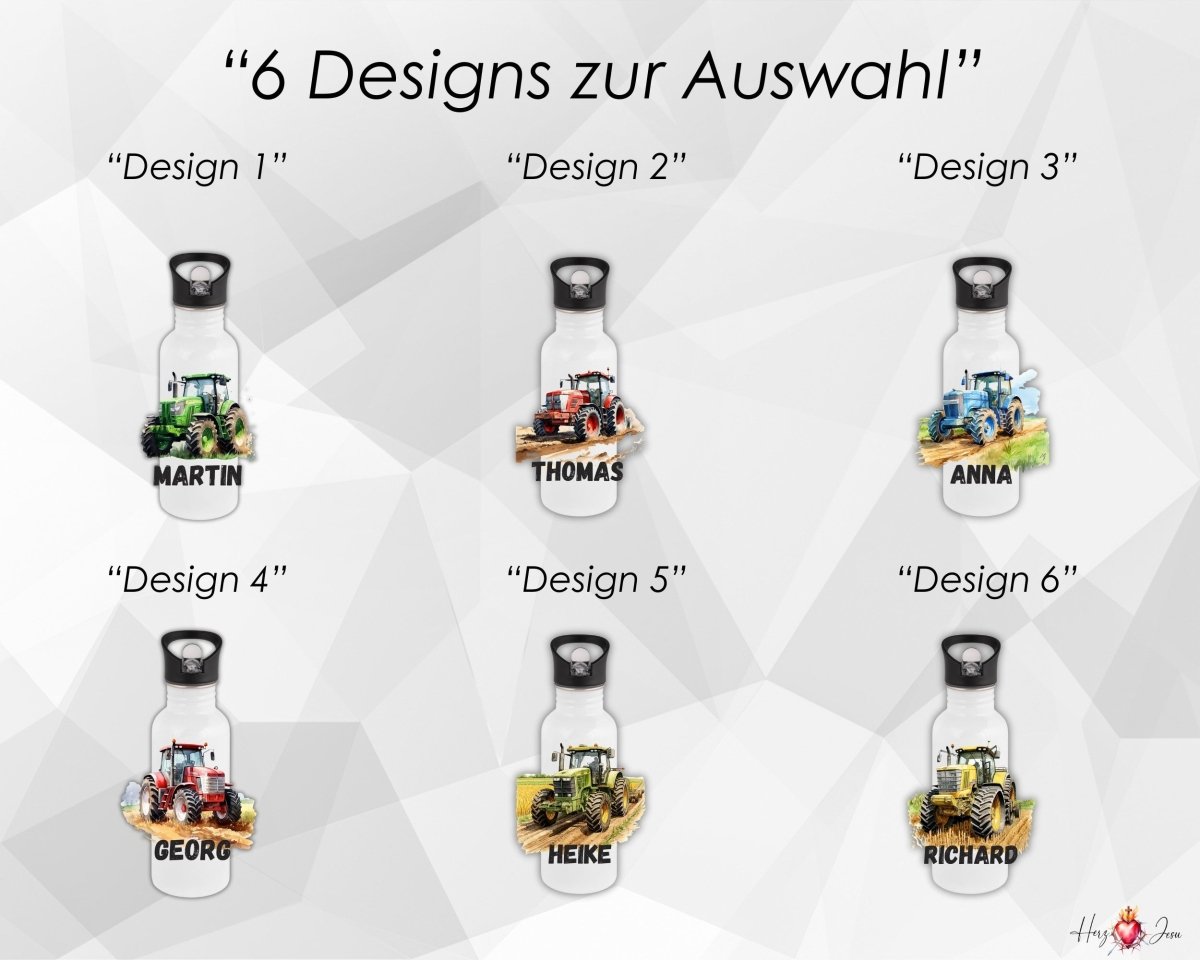 Personalisierte Trinkflasche mit Namen Thermobecher Geburtstag Traktor_0026E - Herz Jesu