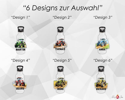 Personalisierte Trinkflasche mit Namen Thermobecher Geburtstag Traktor_0026E - Herz Jesu