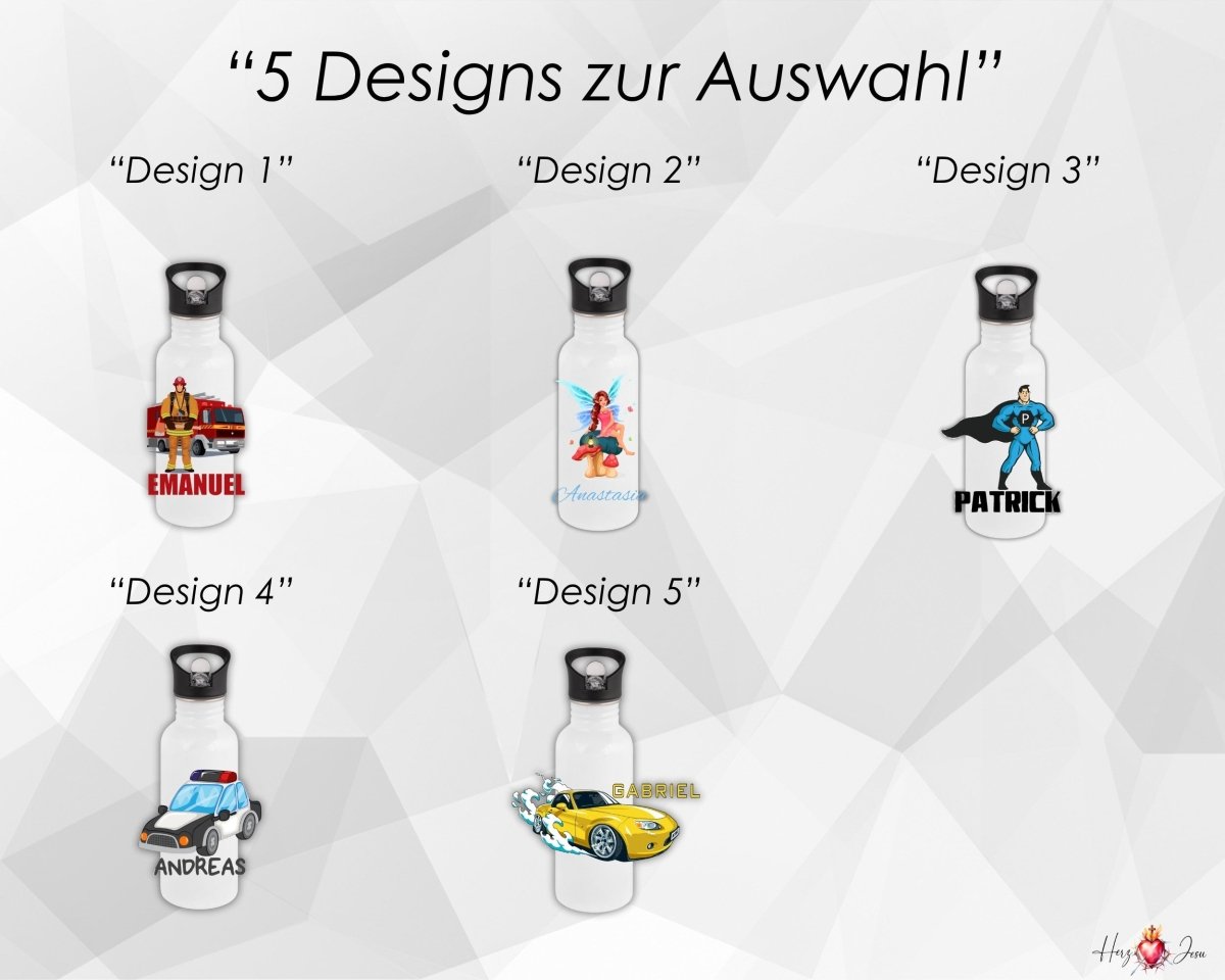 Personalisierte Trinkflasche mit Namen Wasserflasche Thermobecher_017E - Herz Jesu