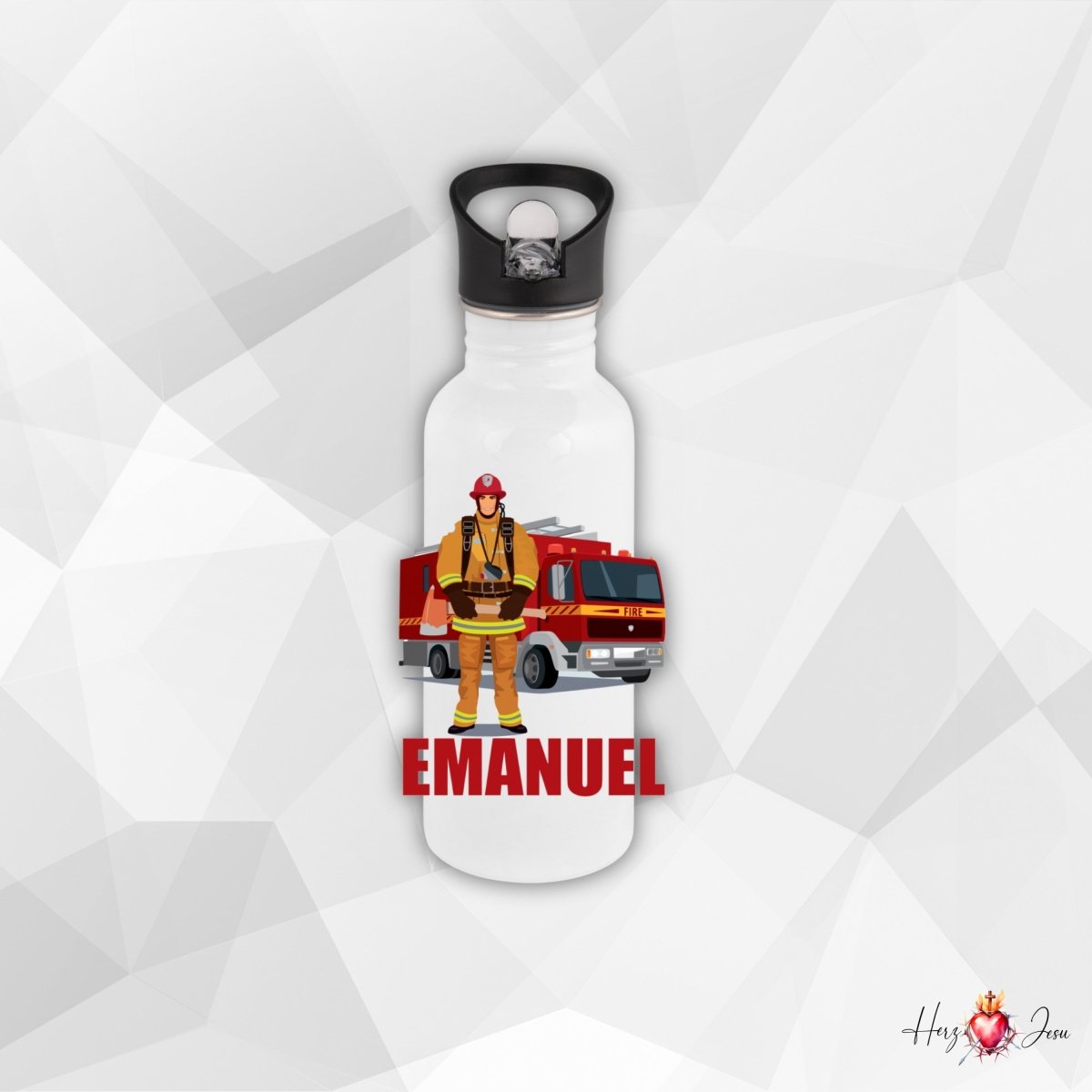Personalisierte Trinkflasche mit Namen Wasserflasche Thermobecher_017E - Herz Jesu
