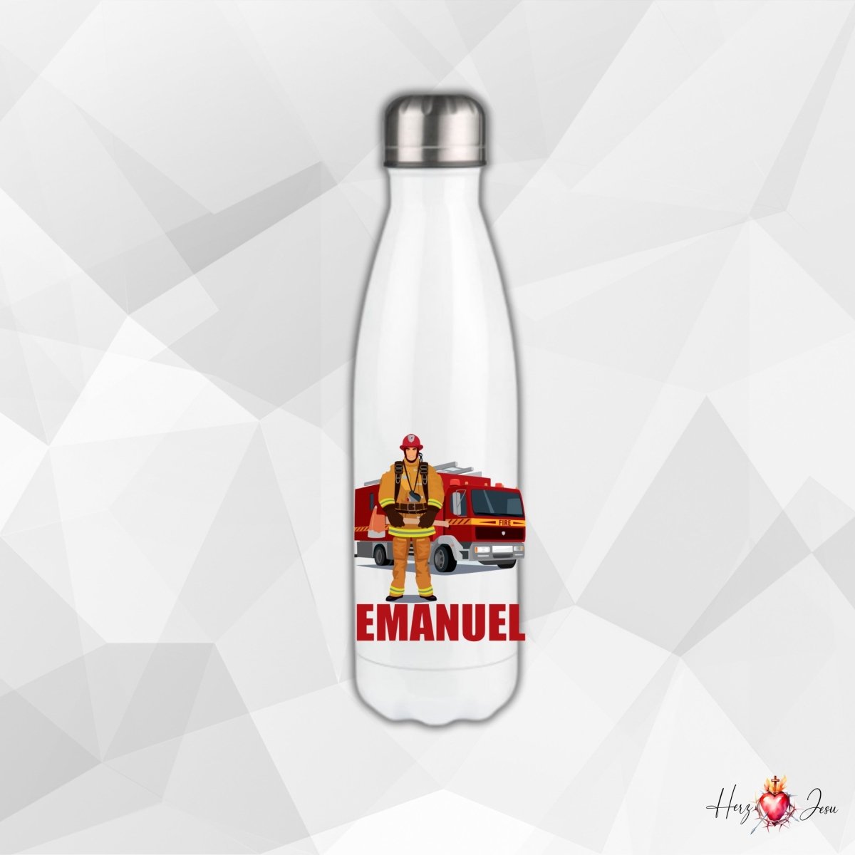 Personalisierte Trinkflasche mit Namen Wasserflasche Thermobecher_017E - Herz Jesu