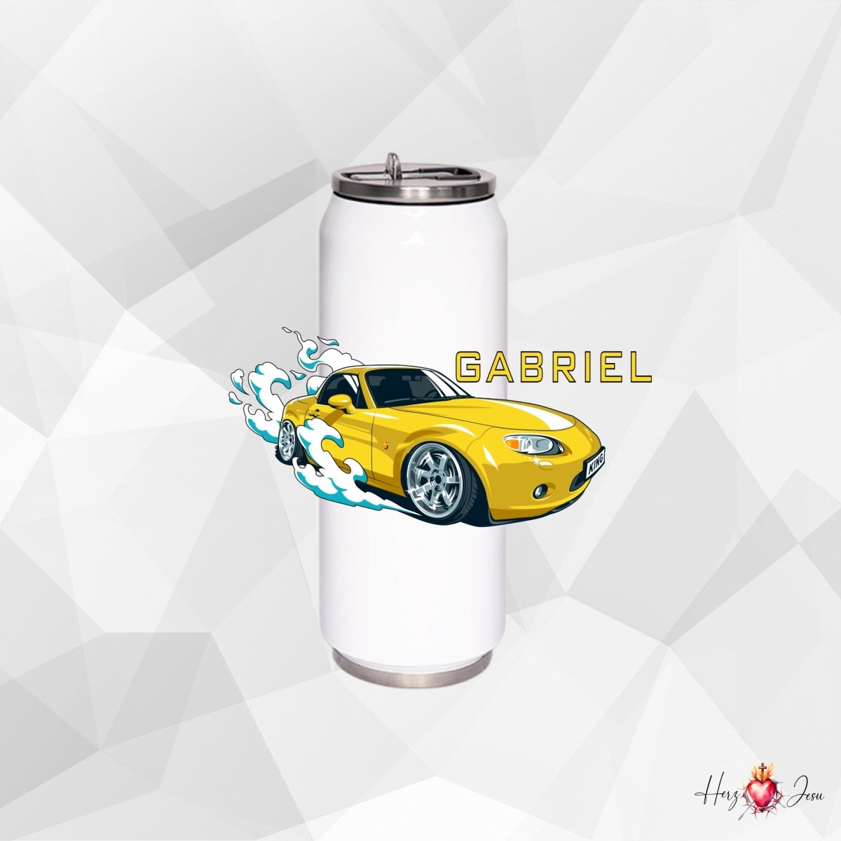 Personalisierte Trinkflasche mit Namen Wasserflasche Thermobecher_017E - Herz Jesu
