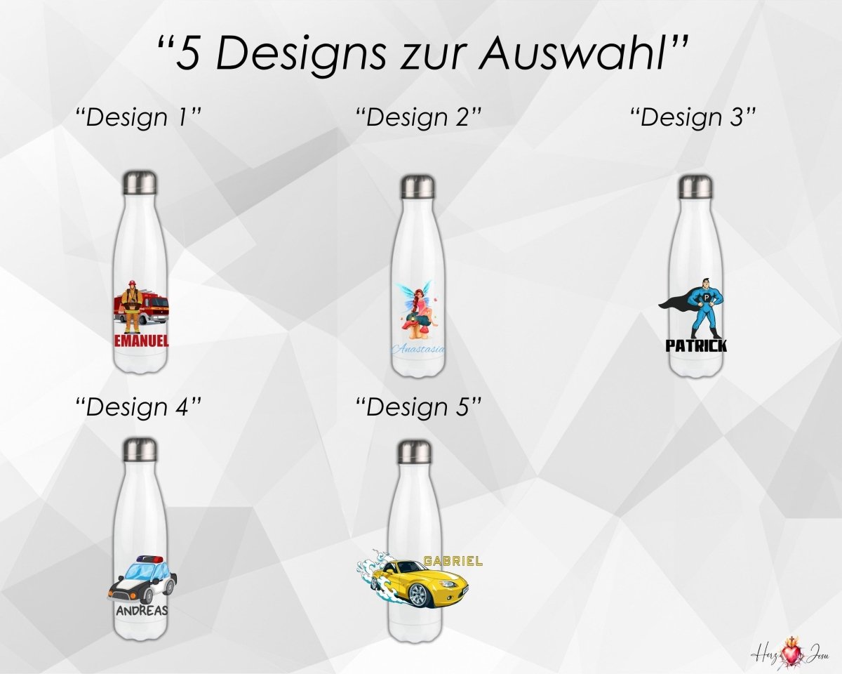 Personalisierte Trinkflasche mit Namen Wasserflasche Thermobecher_017E - Herz Jesu