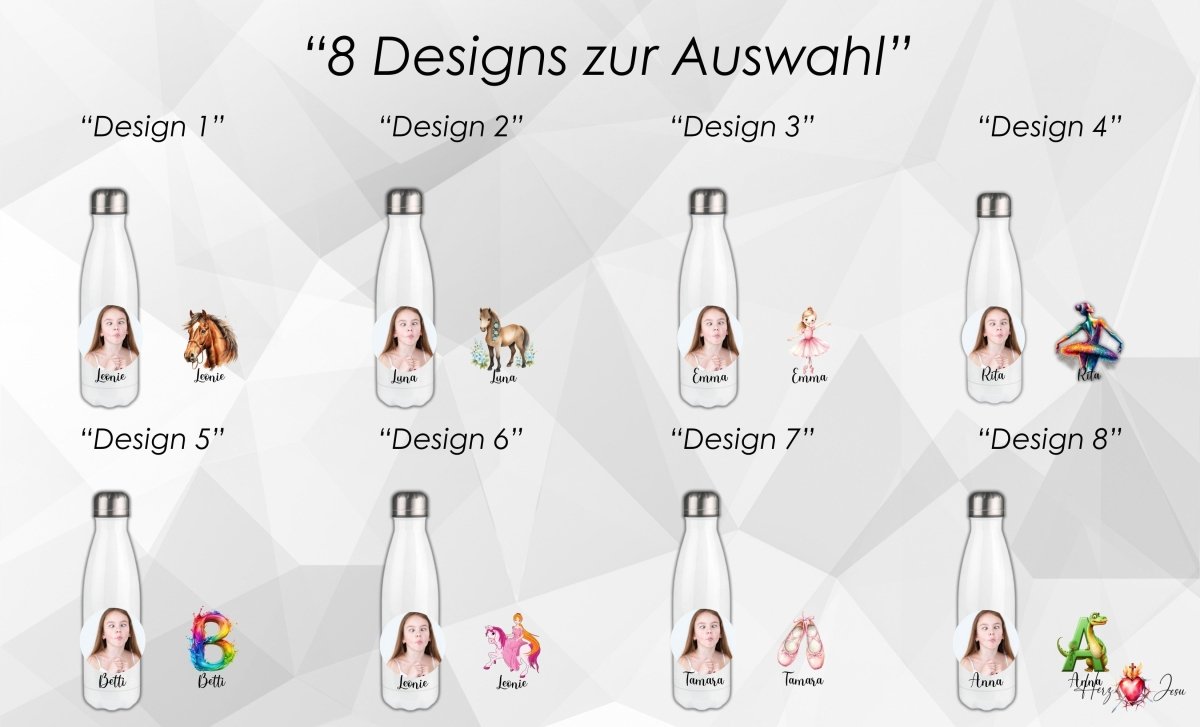 Personalisierte Trinkflasche mit Namen/Bild Wasserflasche Geburtstag Geschenkidee_0001E - Herz Jesu