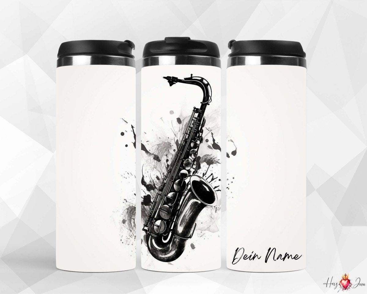 Personalisierter Kaffeebecher mit Namen Thermobecher Musikinstrumente_0018F - Herz Jesu