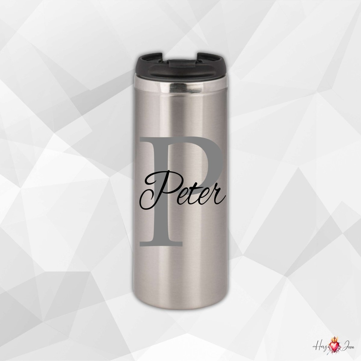 🎁 Personalisierter Thermobecher mit Namen – Praktischer Kaffeebecher & perfekte Geschenkidee als Weihnachtsgeschenk für Familie & Freunde_0002F - Herz Jesu