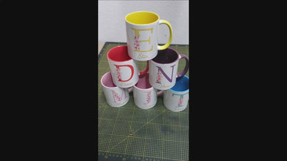 Personalisierte Keramik Tasse mit deinem Namen Blumen Motiv_0034T