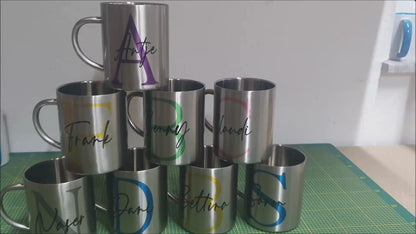 Personalisierte Edelstahl Tasse mit Namen Kaffeetasse Geschenkidee Camping Outdoor_003K