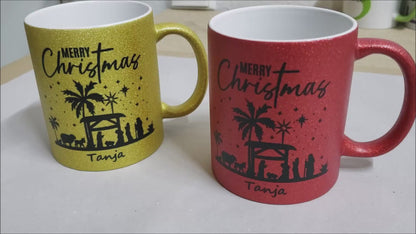 Personalisierte Keramik Weihnachtstasse mit deinem Namen Glitzertasse_0064T