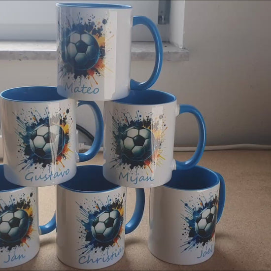 Personalisierte Keramik Tasse mit Namen | Fußball Geschenkidee