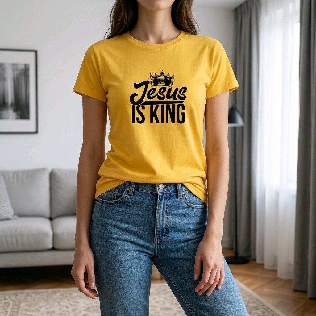 Unisex T-Shirt Jesus ist König King Gott_0006A - Herz Jesu