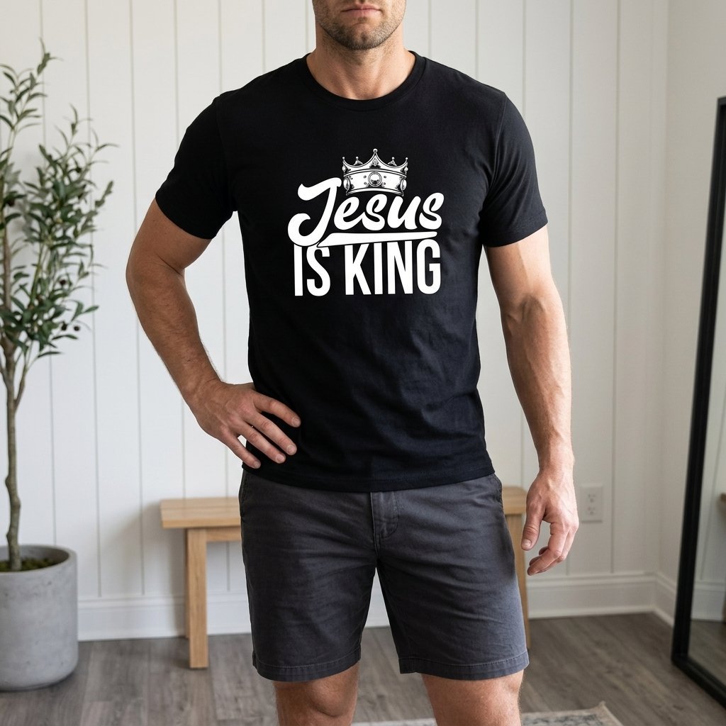 Unisex T-Shirt Jesus ist König King Gott_0006A - Herz Jesu