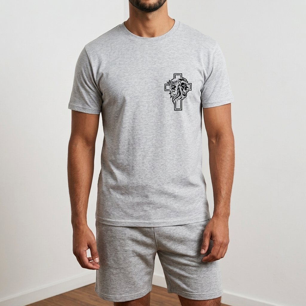Unisex T-Shirt Jesus Kreuz Löwe Gott_0010A - Herz Jesu