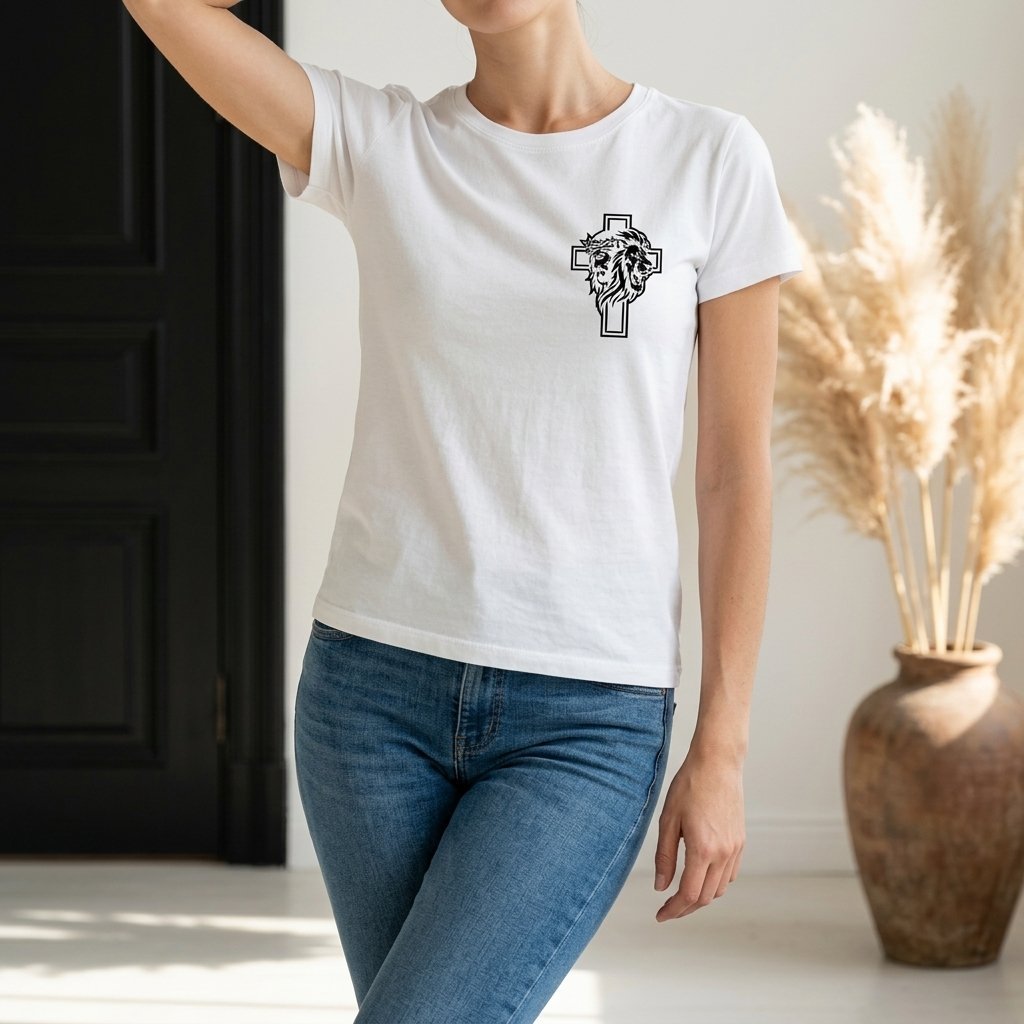 Unisex T-Shirt Jesus Kreuz Löwe Gott_0010A - Herz Jesu