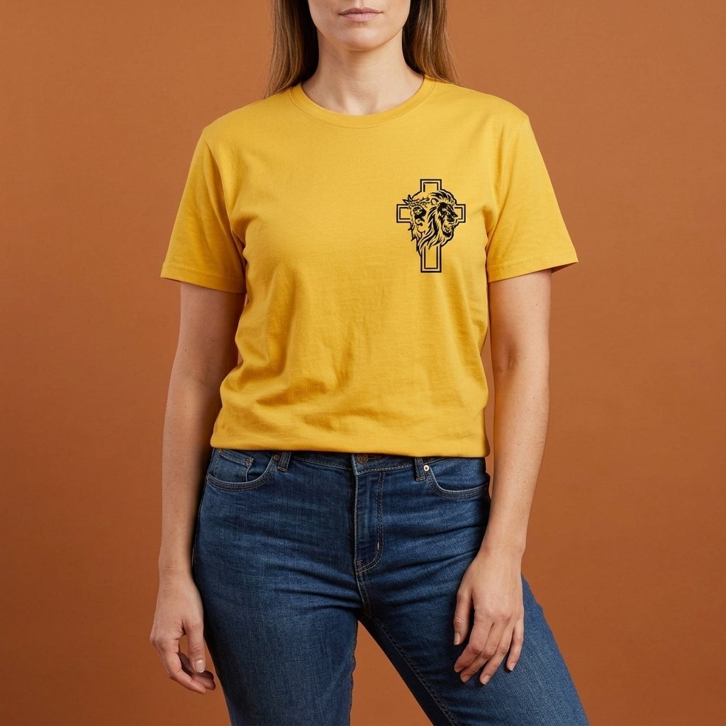 Unisex T-Shirt Jesus Kreuz Löwe Gott_0010A - Herz Jesu