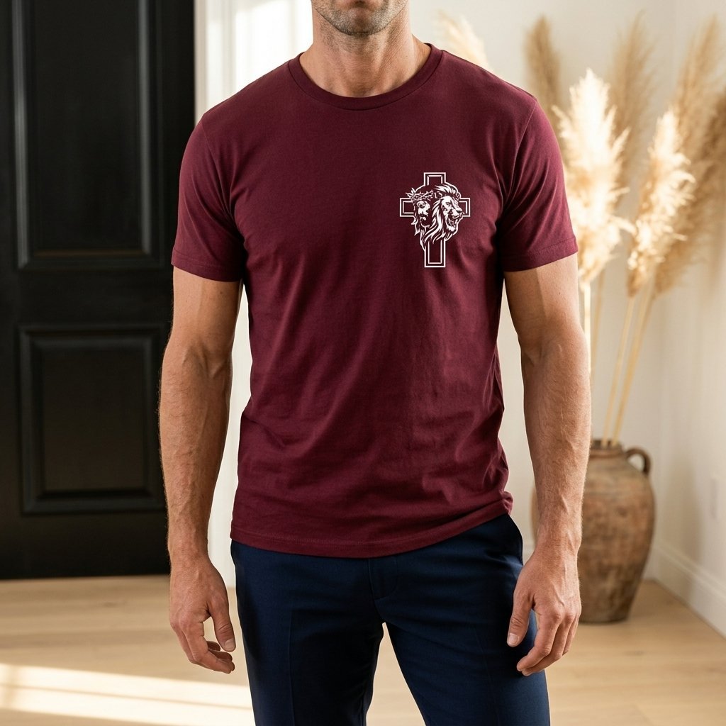Unisex T-Shirt Jesus Kreuz Löwe Gott_0010A - Herz Jesu