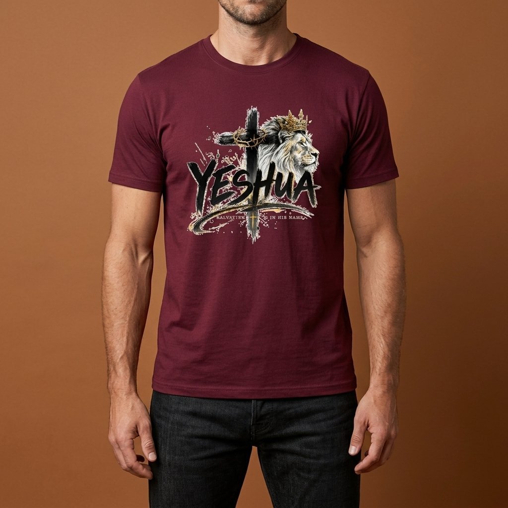 Unisex T-Shirt Jesus Kreuz Löwe Gott_0011A - Herz Jesu
