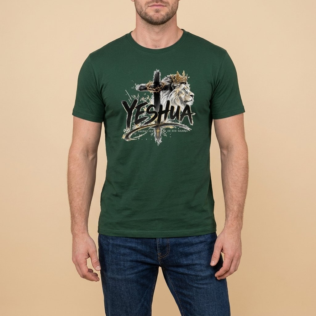 Unisex T-Shirt Jesus Kreuz Löwe Gott_0011A - Herz Jesu