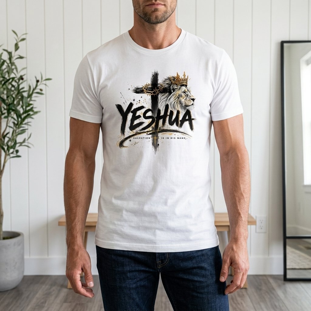 Unisex T-Shirt Jesus Kreuz Löwe Gott_0011A - Herz Jesu