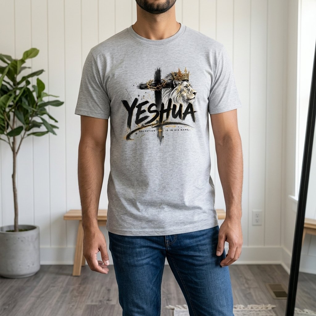 Unisex T-Shirt Jesus Kreuz Löwe Gott_0011A - Herz Jesu