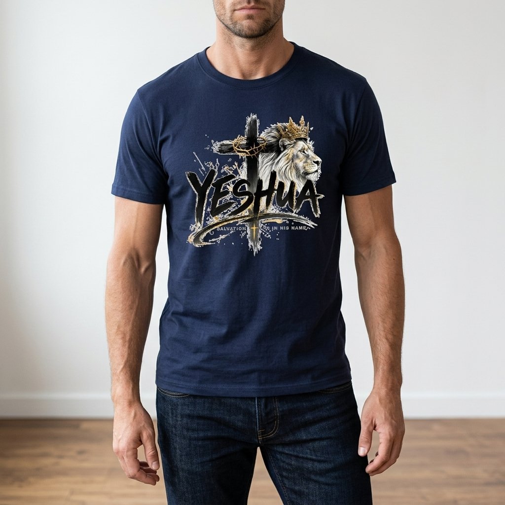 Unisex T-Shirt Jesus Kreuz Löwe Gott_0011A - Herz Jesu